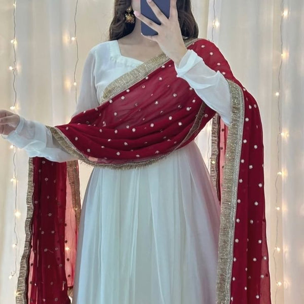 Chiffon Maxi with Contrast Dupatta